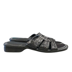 Clarks Womens 7M Slip On Sandals Woven Straps Square Toe Molded Heel 76105 READ